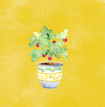Load image into Gallery viewer, Hand drawn Mediterranean Plant Pots  linen napkins created especially for Design Anarchy - 1 item with a minimum order of 20 pieces -  Pre order now