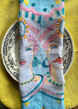 Load image into Gallery viewer, Hand drawn Caltagirone linen napkins - 1 item with a minimum order of 20 pieces - Pre order now