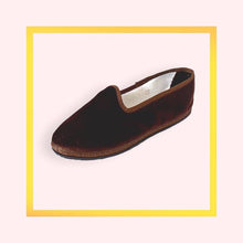 Load image into Gallery viewer, Velvet Venetian Furlane Slippers with Handbroidered Initials - 1 pair with a minimum order of 30 - Pre order now