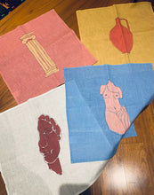 Load image into Gallery viewer, Hand drawn Ancient Ruins linen napkins created especially for Design Anarchy - 1 item with a minimum order of 20 pieces - Pre order now