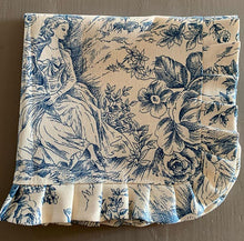 Load image into Gallery viewer, Toile de Jouy print cotton napkins with ruffles - 1 piece with a minimum order of 6 - Ready to ship
