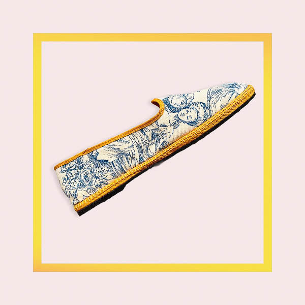 Toile de Jouy Venetian Furlane Slippers with colourful grossgrain - 1 pair with a minimum order of 30 - Pre order now